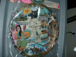 Vintage Mexico Serving Tray,  6 Coasters,  Orig,  Pkg,  Map Of Nm With History