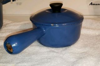 Vintage Le Creuset No.  14 Blue Saucepan Pot with Lid Enamel Cast Iron France 5