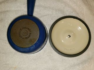 Vintage Le Creuset No.  14 Blue Saucepan Pot with Lid Enamel Cast Iron France 7