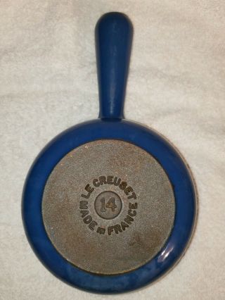 Vintage Le Creuset No.  14 Blue Saucepan Pot with Lid Enamel Cast Iron France 8