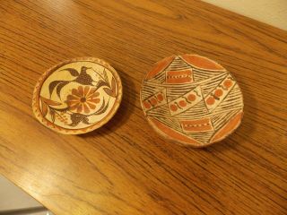 2 Antique Native American Acoma Pueblo Hand Coiled/made Pottery Bowls Wow