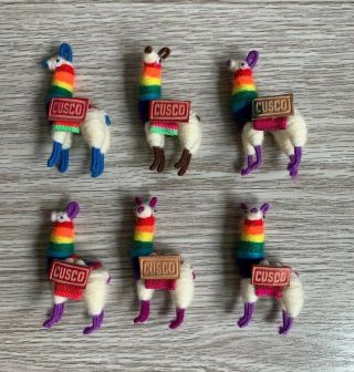 6 Rainbow Llama Magnets Travel Souvenir Cusco Peru South America Macchu Pichu