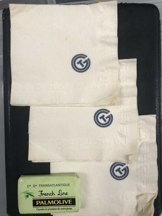French Line Cgt Cocktail Napkins And Wrapped Soap