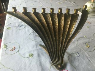 Judaica Brass Chanukah Candle Menorah Collectible Item 8 " Tall.