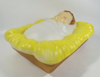 Vtg General Foam Blowmold Plastic Baby Jesus In Manger Nativity Yard Christmas