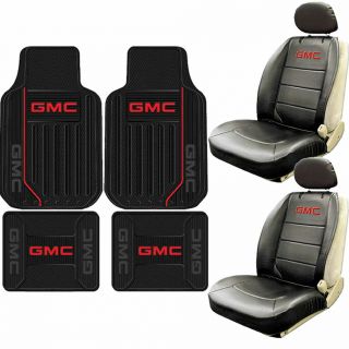 8pc Front Sideless Seat Covers Elite Rubber Floor Mats Set Car Truck For Gmc