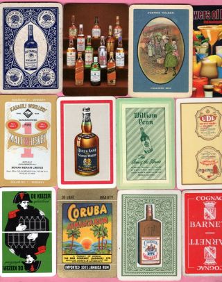 12 Single Swap Playing Cards Liquer Whiskey Ads Rum Cognac Drinks Some Vintage