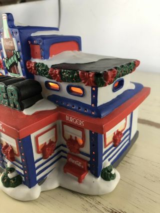 Vintage Fiber Optic Coca - Cola Christmas Village Ginny’s Diner Minor Paint Loss 3