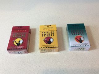 3 American Spirit Empty Cigarette Boxes Tin Metal Boxes