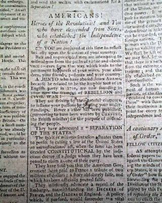 PRESIDENT THOMAS JEFFERSON Act of Congress Signed re.  Embargo 1809 Old Newspaper 5