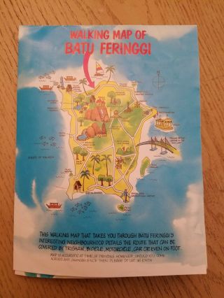 Vintage 1987 Walking Map Of Batu Feringgi Penang Malaysia Shangri - La Hotels Rasa