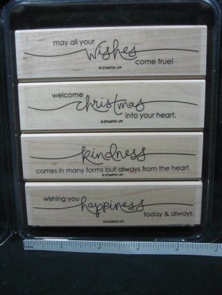 Heard From The Heart - Stampin Up Rubber Stamp Set Wishes/christmas/kind/happy