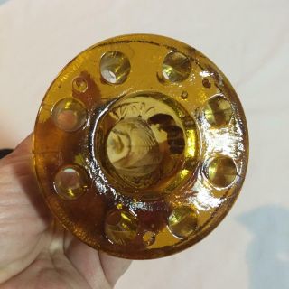 Vintage Amber Glass Flower Frog OWL Shape 5