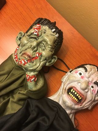 Vintage Dracula Vampire And Frankenstein Puppet Halloween Decorations