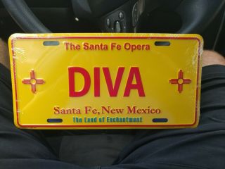Santa Fe Opera - Diva - Nm - Land Of Enchantment - Embossd Metal License Plate -