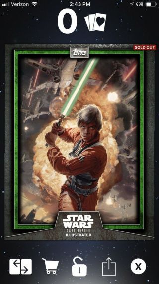Star Wars Card Trader Cti - Illustrated - Green (110cc) Luke Skywalker