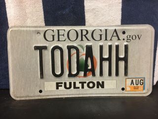2015 Georgia Vanity License Plate “todahh”