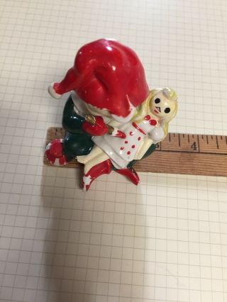 Vintage Pixie Elf Sprite Christmas Figurine with Doll Toy Shop Japan red green 5