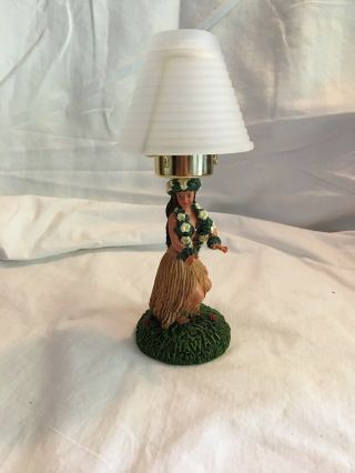 Vintage Hawaiian Cold Cast Ceramic Hula Girl Tea Light Candle Lamp By Kc Company