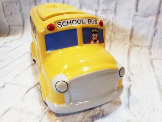 School Bus Cookie Jar Canister Yellow Ceramic Boston Warehouse Trading Co 8