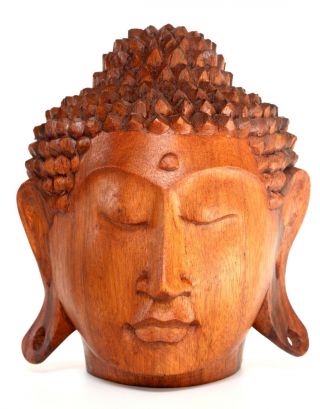 Wooden Hand Carved Buddha Head Art Statue Sculpture Figurine Home Decor Artwork