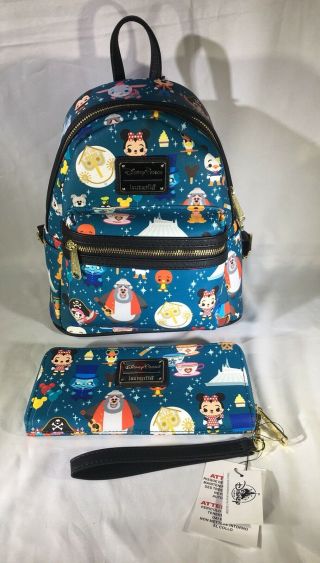 Disney Parks Loungefly Attractions Ride Snack Icon Minis Mini Backpack & Wallet