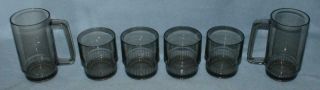 6 Piece Set Of Vintage Tupperware Smoke Gray Acrylic Handled Mugs & Glasses
