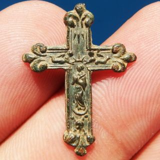 Antique Pirate Times Crucifix Cross Old Religious Blessed Virgin Mary Charm