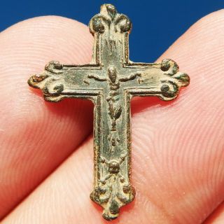 ANTIQUE PIRATE TIMES CRUCIFIX CROSS OLD RELIGIOUS BLESSED VIRGIN MARY CHARM 2