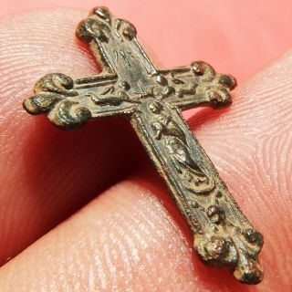 ANTIQUE PIRATE TIMES CRUCIFIX CROSS OLD RELIGIOUS BLESSED VIRGIN MARY CHARM 3