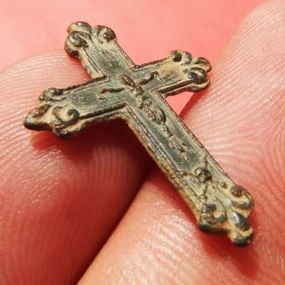 ANTIQUE PIRATE TIMES CRUCIFIX CROSS OLD RELIGIOUS BLESSED VIRGIN MARY CHARM 4
