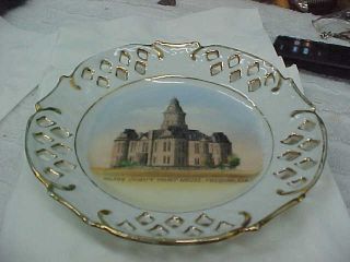 Antique Wheelock China Souvenir " Wilson County Courthouse " Fredonia Kansas Plate