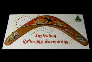 12 " Australian Made Returning Boomerang Australia Flying Kangaroo Sunset