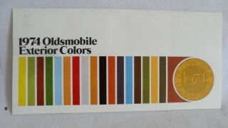 1974 Oldsmobile Factory Color Folder Brochure Cutlass Toronado 98 Omega 442