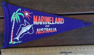 1 X Old Retro Marineland Of Australia Adelaide Collectable Felt Flag/pennant