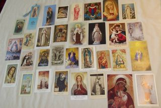 32 Holy Cards Titles Of Blessed Virgin Mary Laminated Bookmark Full Color