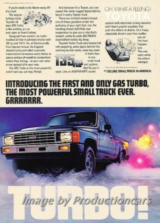 1985 Toyota Sr5 Turbo Truck Advertisement Print Art Car Ad J750
