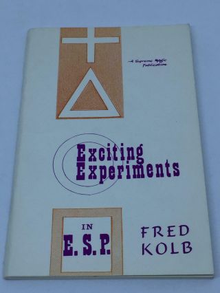 Vintage Supreme Magic Trick Book Exciting Experiments In E.  S.  P By Fred Kolb