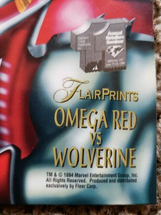 RARE 1994 Marvel Flair Annual Prints Dealer Promo Card Wolverine vs Omega Red 2