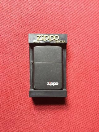 Zippo Ebony W/logo Lighter,  Black High Polish With Case Gently L@@k W@w