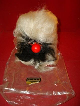 Vintage 1960,  S Gonks Black And White With Red Nose 5in Tall
