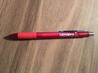 Lexapro Pharm Rep Pen - Vintage - Writes In Black Ink - Plastic - Rubber Grip