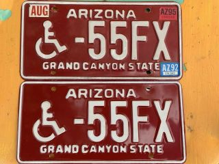 Arizona Handicap License Plates (pair) Collectible