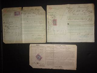 3 Ship French Cunard Line Bills Of Lading Stamps Receipts 1880 Wine Id 2443