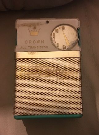 Vintage 1958 Crown Tr - 333 Aqua Color Transistor Radio Parts