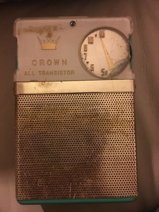 Vintage 1958 Crown TR - 333 Aqua Color Transistor Radio Parts 2
