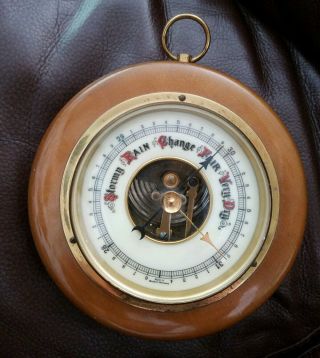 Vintage Wooden Barometer West Germany Weather Station,