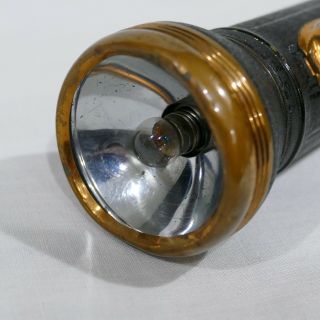 Vintage Bond No.  102 Black over Brass & Copper 2 D Cell Flashlight 2