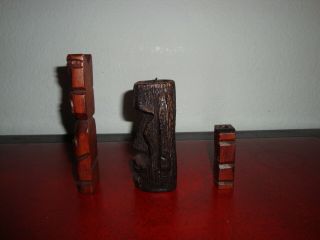 Vintage Easter Island Head Candle & 2 Hawaiian Tikis 3