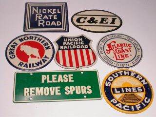 Vintage Train Railroad Metal Mini Plaques Signs From Post Cereal